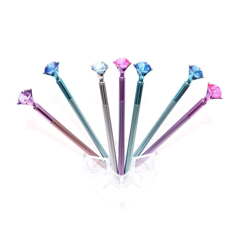 queenland 8 Pack Big Diamond Gel Pen Set Black Ink Ballpoint Pen with 0.5 MM Point Gel Ink Rollerball Pen Kit School Office Stationery - Image 2